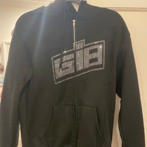 Rhinestone zip up hoodie